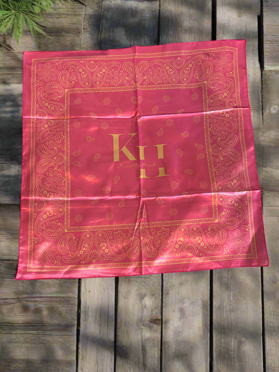 New Large Pink Satin Bandana
