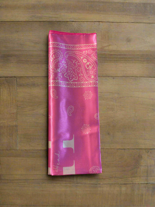 New Large Pink Satin Bandana
