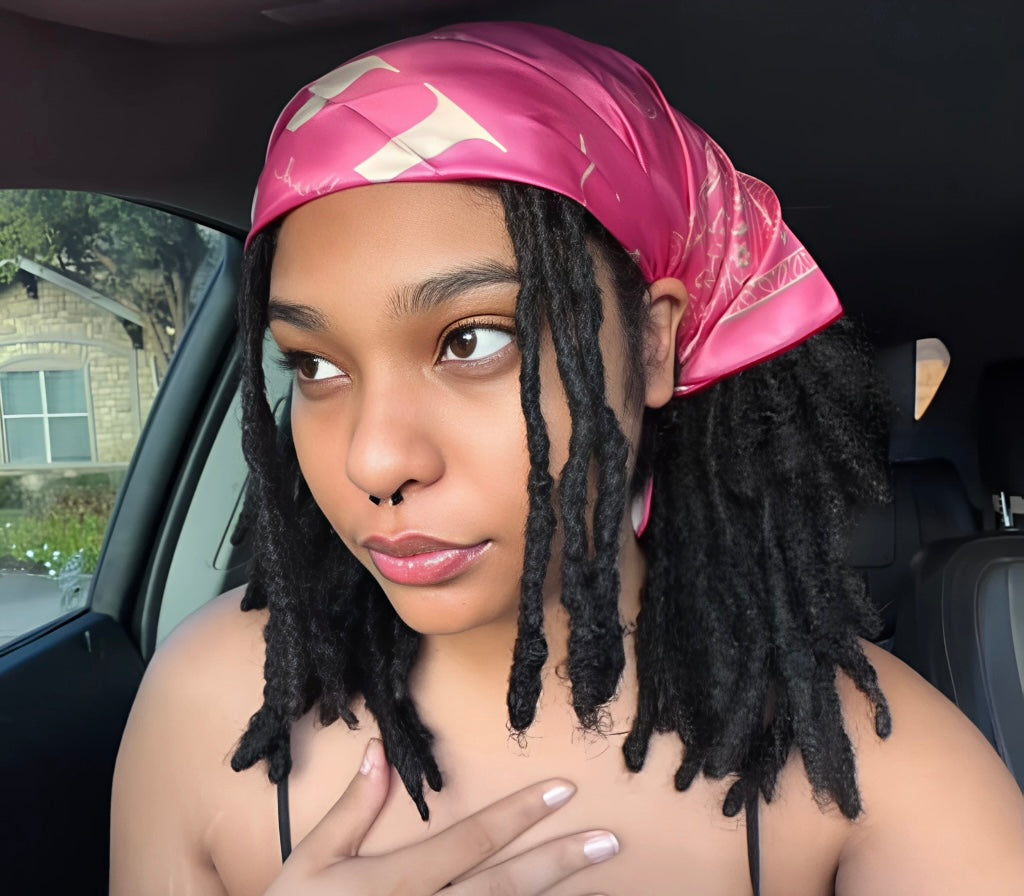 New Large Pink Satin Bandana